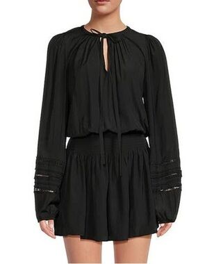 Ramy Brook Black Tie-Neck Mini Dress
